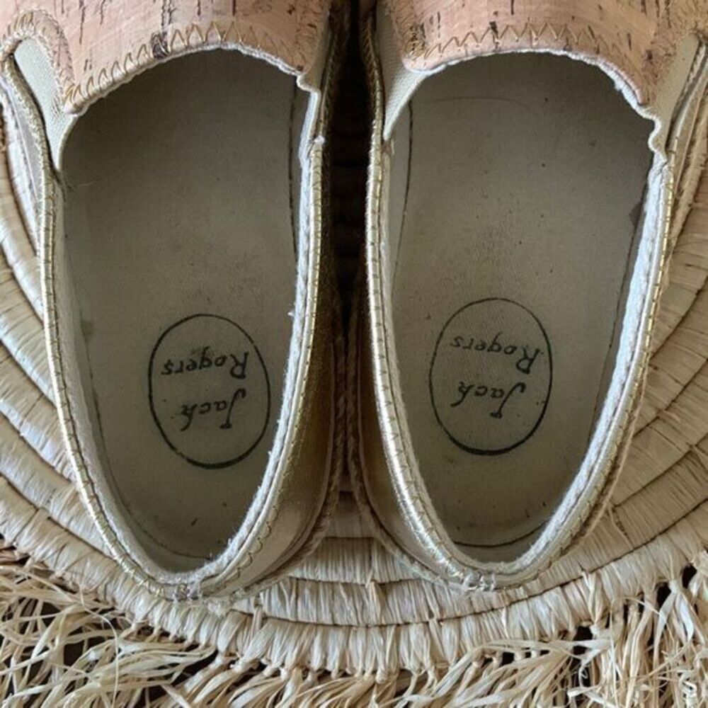 JACK ROGERS Tucker Sneakers Natural Cork / Gold Slip On Casual Shoes Size 6 - Picture 5 of 15
